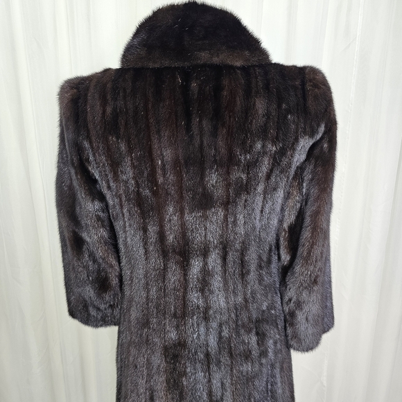 Authentic real mink fur coat deep chocolate brown small GORGEOUS! Long length - Picture 9 of 12